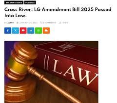 Otu signs Cross River LG amendment bill 2025